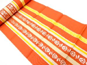 アンティーク　縞に花模様織り出し　八寸帯地反物